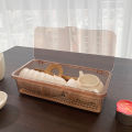 Transparency Storage Box For Tea Set Cup With Lid & Drain Dustproof Cutlery Holder For Kitchen Huiye. 