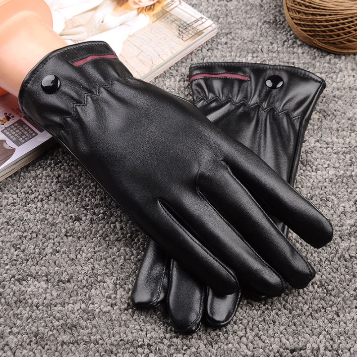 Women's%20leather%20gloves%20autumn%20and%20winter%20outdoor%20bicycle%20cold%20proof%20fashion%20black%20pu%20warm%20fleece%20gloves%20Korean%20version%20-%20Image%206