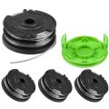 Dual Line String Trimmer Replacement Spool for Greenworks 2900719,20Ft 0.065Inch (4 Spool + 1 Cap). 
