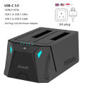 Alxum Dual Bay SSD Hard Drive Docking Station USB C to SATA HDD Docking Station for 2.5/3.5 inch Hard Drive Dock Offline Clone. 