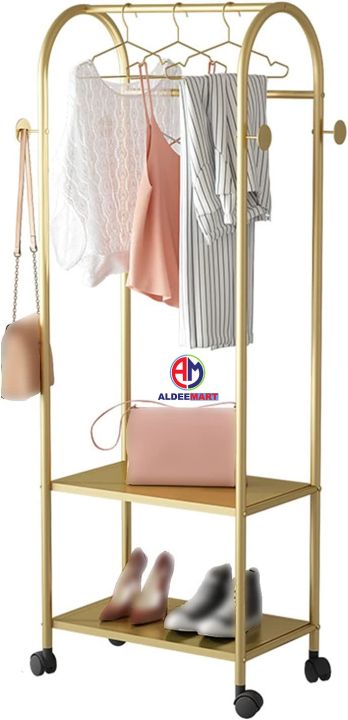 Aleeart%20%20Clothing%20Rack%20Nordic%20Style%20Coat%20Rack%20with%20Wheels%20and%202-Tier%20Shelf%20Garment%20Racks%20Portable%20Clothing%20Rail%20Bedroom%20Rolling%20Hanger%20Clothes%20Retail%20Display%20Stand%20-%20Image%204