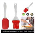 Silicone Spatula and Pastry Brush Set 2 pic Special for Cooking, Baking, Glazing - Set of 1 (Multicolor).
