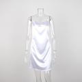 White Satin Party Dress Night Club Women Sleeveless Summer Bodycon Dress FemaleVintage Mini Dress. 