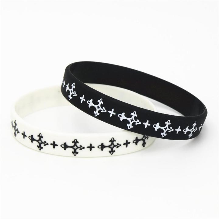 1PC Jewelry Casual Cross Silicone Wristband Black White Sports