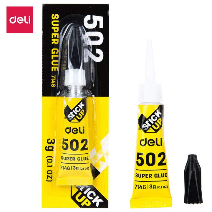 Deli E7146 502 High-Strength Fast-Dry Super Glue 3gm - Strong Adhesiveness, Long Shelf Life, Blister Packaging - 2 Pcs