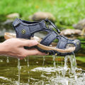 Big Size 38-48 Mens Sandals Summer Beach Sandals for Men Outdoor Leather Sandals Hiking Sandals for Men.