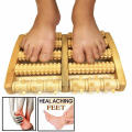 Foot care Foot massager Soothing  Wood material 5 rows of rollers Wooden massager Stress relief Pain relieving Roller massager for Home use Health preservation  Feet relaxation  Stress relief  Reflexology therapy. 