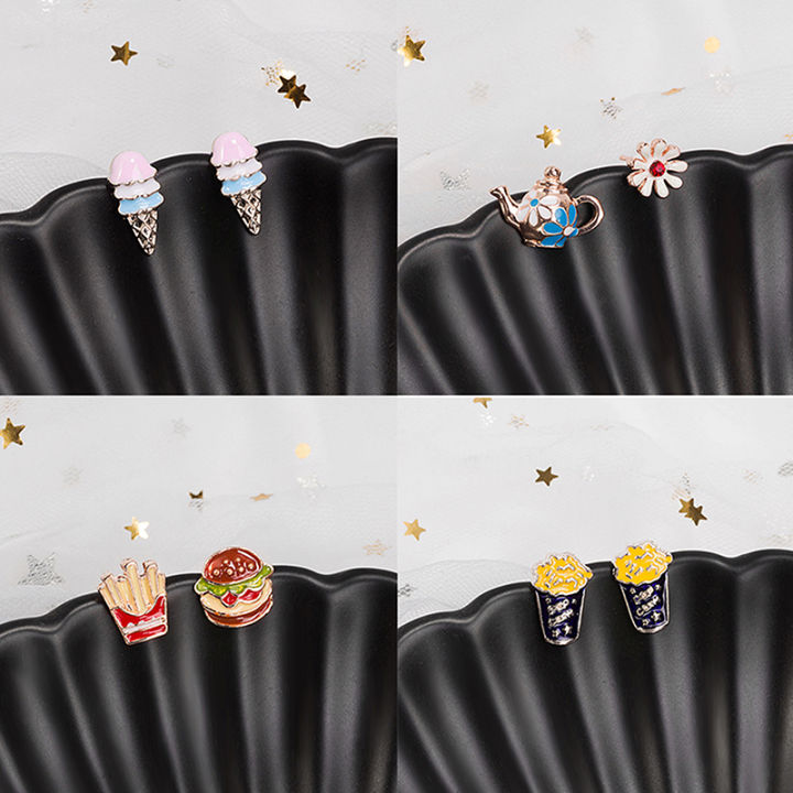 Women%20Cartoon%20Enamel%20Stud%20Earrings%20Icecream%20Hamburger%20Fruit%20Pineapple%20Egg%20Milk%20Animal%20Ear%20Studs%20Cute%20Gift-Cola%20Kids%20-%20Image%203