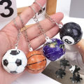 3D Puzzle Ball Keychain Cartoon Ball Shaped Jigsaw Basketball Football Puzzles Keyring Earth DIY Accessory.