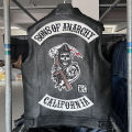 Sons of Anarchy Classical Motorcycle Biker Leather Vest Men Genuine Cowhide Leather Sleeveless Jackets Motor Vests Asian Size. 