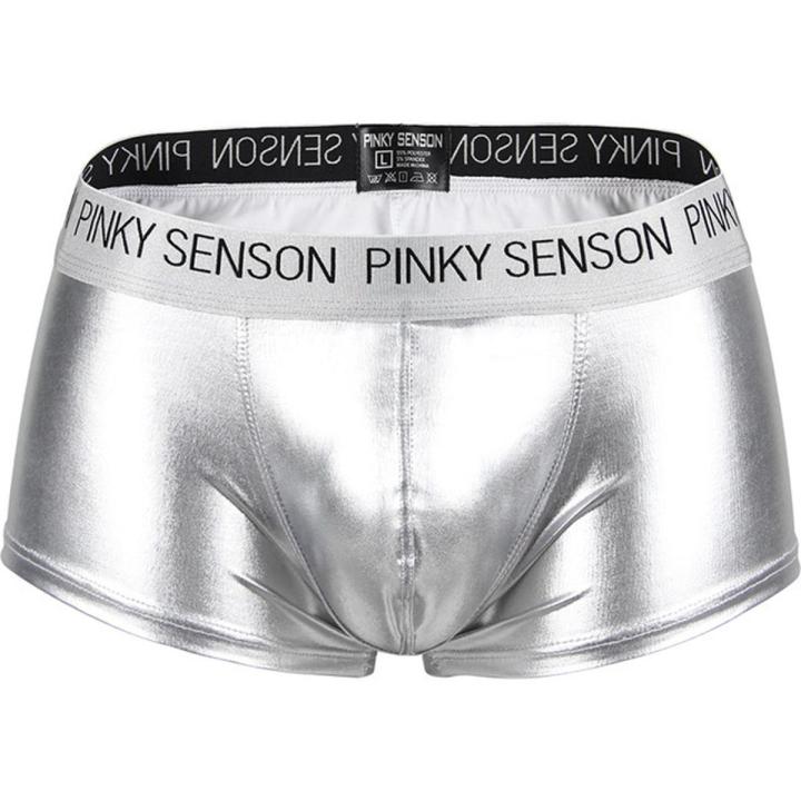 Pinky Senson Men Boxers Underwear U Convex Pouch Men Slips Cueca Masculina Male Panties Gay Underpants Synthetic Leather me