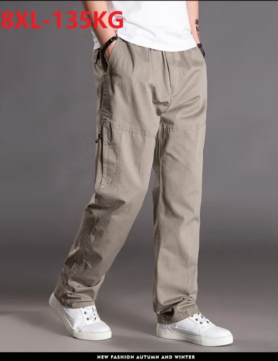summer%20autumn%20Men%20cargo%20pants%20zipper%20ckets%20cotton%20large%20size%206XL%207XL%208XL%20high%20street%20pants%20straight%20fat%20pants%20loose%20gray%20pants%20-%20Image%203