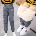 Winter Boys Thick Cotton Pants Fleece Padded Warm Trousers Kids Waterproof Ski Pants 10Y Elastic High Waisted Baby Girls Pant. 
