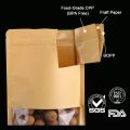 Resealable Kraft Paper Zipper Bags for Nuts Coffee Bean Snacks Tea Gift Transparent Window Waterproof Heat Seal Food Storage Bag.