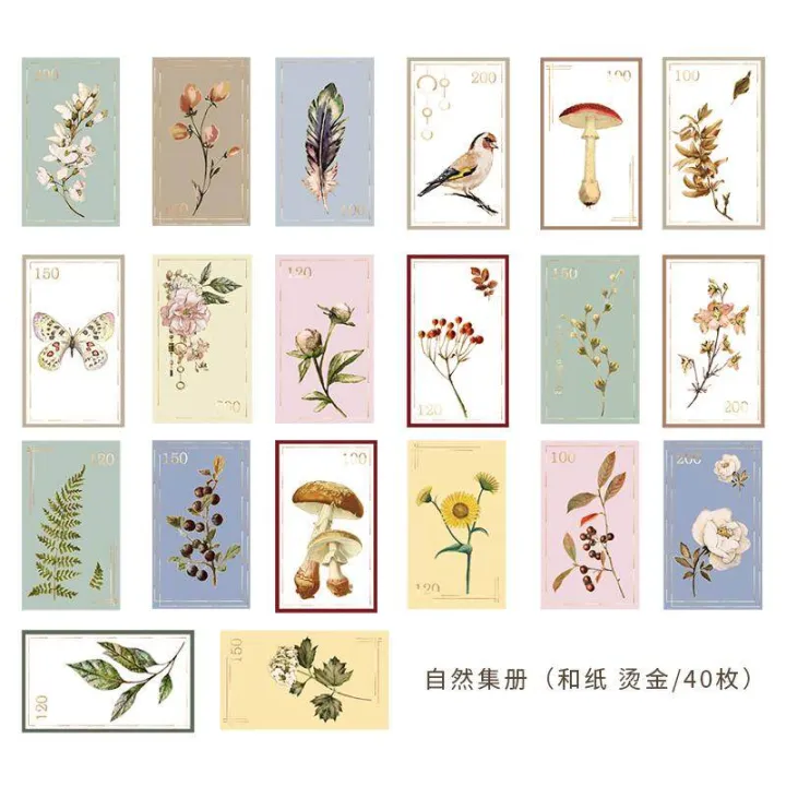 40pcs/pack%20Museum%20Series%20Decorative%20Stickers%20Scrapbooking%20Stick%20Label%20Diary%20Album%20Stationery%20Retro%20Stamp%20Plant%20Sticker%20-%20Image%202