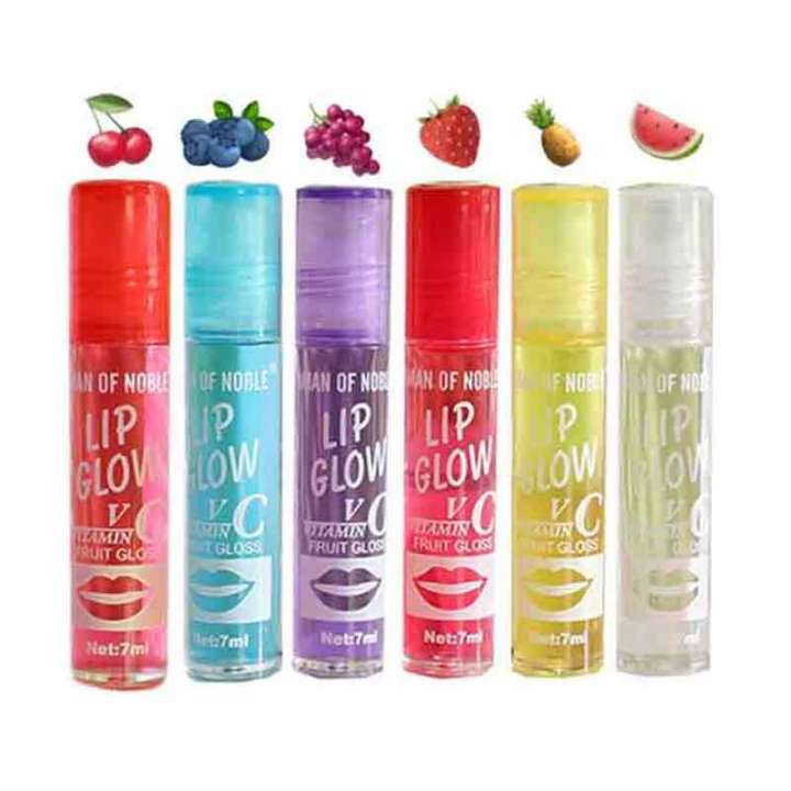 Fruit Gloss Lip Oil Care -6 Pcs (multicolor) Moisturizing Lip oil Temperature natural Color Long Lasting Nutritious Lip Oil 6piece LO