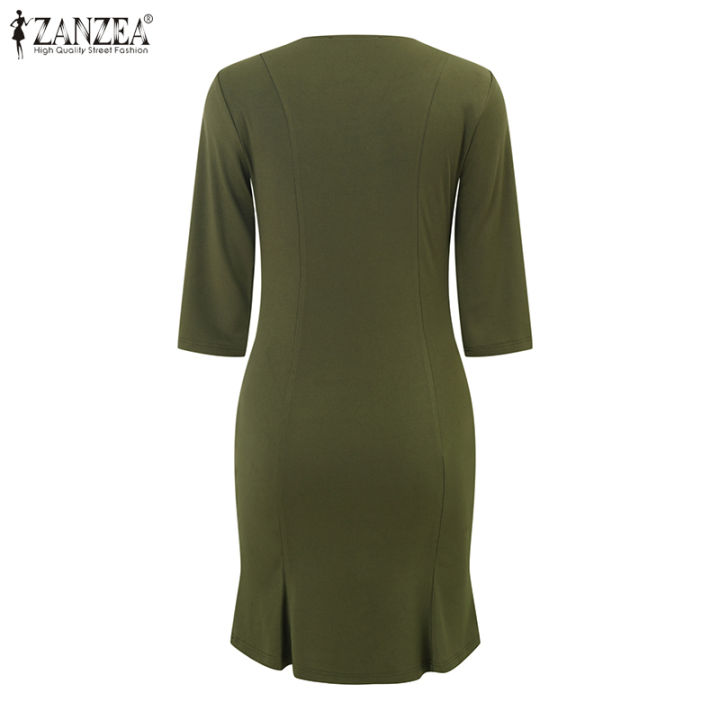 Korean%20Style%20Women's%20Dress%20Elegant%203/4%20Sleeve%20Knitted%20Sundress%20Floral%20Embroidery%20Midi%20Dresses%20#11%20-%20Image%208
