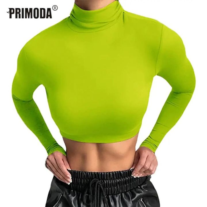 Women's%20Long%20Sleeve%20Turtleneck%20Crop%20Tops%20Fitted%20Basic%20T%20Shirt%202022%20Autumn%20Black%20Tee%20Women%20Streetwear%20Neon%20Green%20Tops%20PR655G%20-%20Image%203
