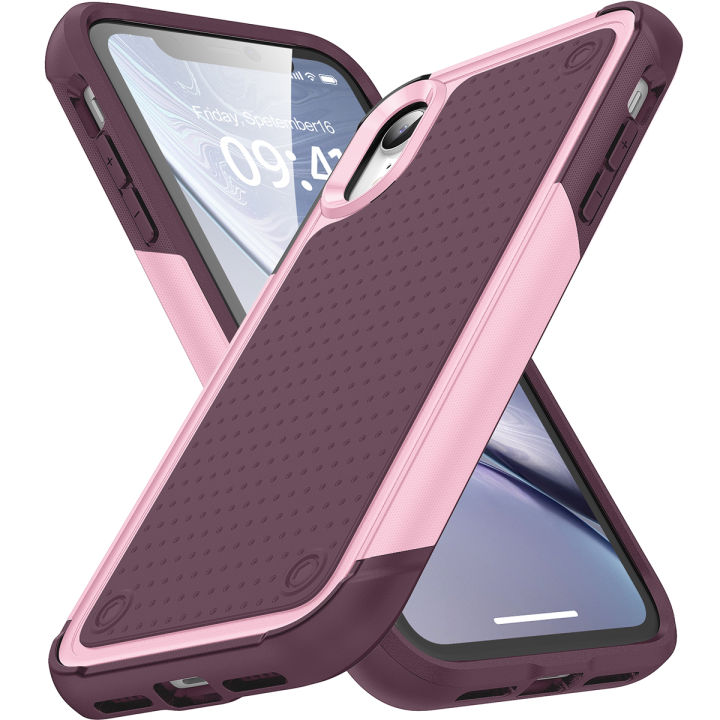 lthmy for iPhone XR Phone Case Heavy Duty Hybrid 2 in 1 Hard PC Soft TPU Shockproof Case
