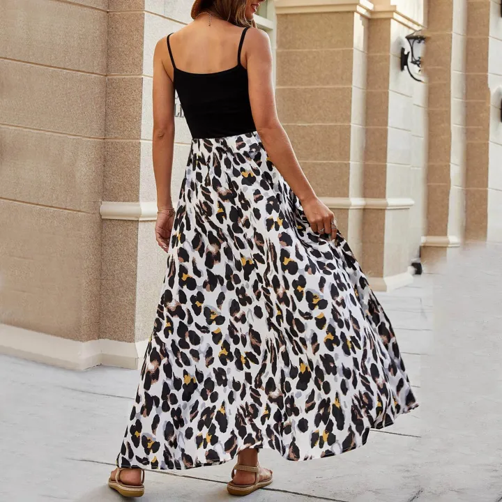 Ladies%20Soft%20Fabrics%20Spaghetti%20Strap%20Sleeveless%20Leopard%20Print%20Maxi%20Dress%20Elastic%20High%20Waist%20Skirt%20Bohemian%20Beach%20Vacation%20Dresses%20for%20Female%E2%80%99s%20-%20Image%203