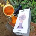 Rechargeable Stylish Cartoon Shape Mini Turbo Fan With Mobile Holder For Indoor & Outdoor Use -  Multicolor. 