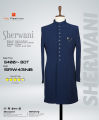 Raj Fashion Navy Blue Plain Italian Indowestern Sherwani. 