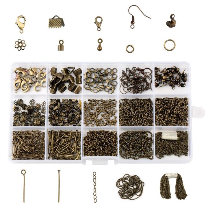 Jewelry Findings Tool Set Open Jump Ring/Lobster Clasp/Tail Chain/Clip Buckle/Drop Kit/Earring Hooks/ For DIY Jewelry Making