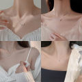 We Flower Korean Fashion Silver Shiny Zircon Bow Pendant Necklace For Women Girls Chic Lovely Butterfly Clavicle Chain Necklace Jewelry Gift.