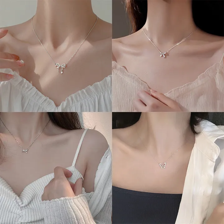 We%20Flower%20Korean%20Fashion%20Silver%20Shiny%20Zircon%20Bow%20Pendant%20Necklace%20For%20Women%20Girls%20Chic%20Lovely%20Butterfly%20Clavicle%20Chain%20Necklace%20Jewelry%20Gift%20-%20Image%203