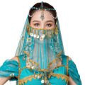 Women Belly Dance Tribal Face Veil Halloween Costume Accessory Beaded Masquerade Mask India Dance Outfit Sexy Arabic Princess.
