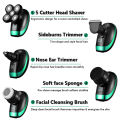 5 In 1 4D Men's Rechargeable Bald Head Electric Shaver 5 Floating Heads Beard Nose Ear Hair Trimmer Razor Clipper Facial Brush. 