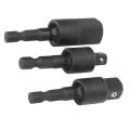 3Pcs Power Drill Socket Set Hex Shank Impact Driver Adapter 360 Degree Rotatable.