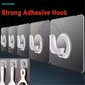 Transparent Strong Adhesive Wall Hooks,Self Adhesive Door Wall Hanger Hook,Sticky Waterproof Kitchen Bathroom Storage Organizer Rack.