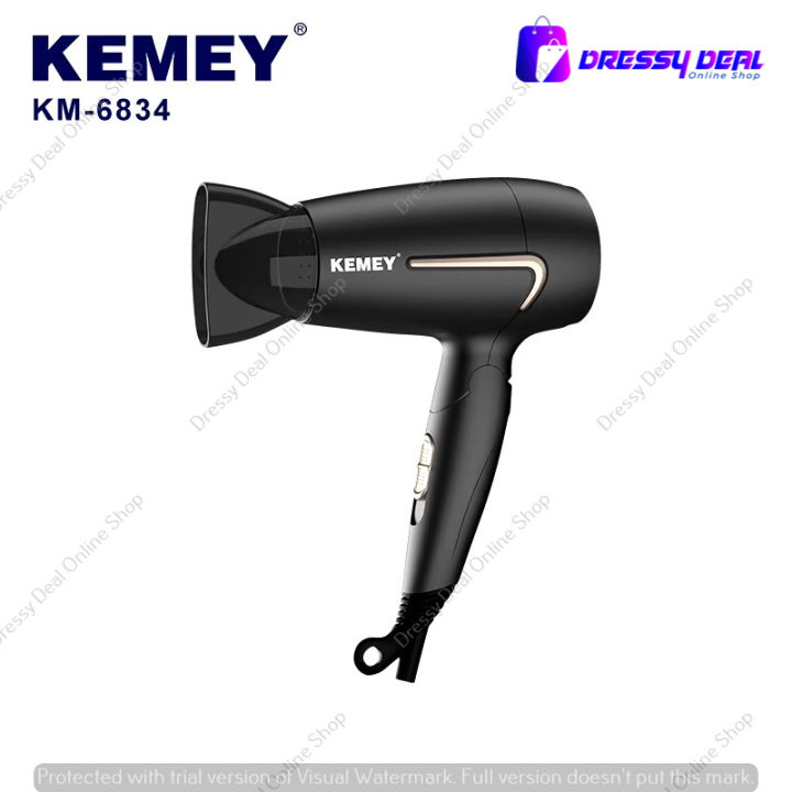 Kemei KM-6834 High Quality ABS Material Foldable Travel Portable Salon Professional Hair Dryer 1000W