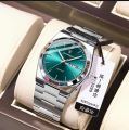 POEDAGAR 930 Business Luminous Stainless Steel Quartz Men’s Watch- Silver Blue & Rose Gol.