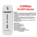 4G kablosuz LTE WiFi yönlendirici 4G SIM kart taşınabilir 150Mbps USB Modem cep Hotspot Dongle mobil geniş bant ev ofis için WiFi.