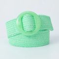 Beltox Women Straw Woven Elastic Wide Belt Solid Color with Matching Plastic Buckle.