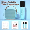 Mini Karaoke Machine Portable Bluetooth Speaker 1-2 Wireless Microphone Portable Karaoke Speaker Set Music Player for Party Home. 