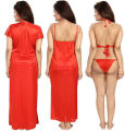 Silk Four Part Nighty - Premium Night Dress for Women - Comfortable Wear - Embrace in All-Season Comfort and Timeless Elegance.