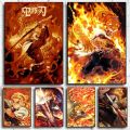Demon Slayer Kyojuro Rengoku No Framed Poster Kraft Club Bar Paper Vintage Poster Wall Art Painting Bedroom Study Stickers.