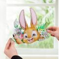 Cartoon Easter Window Static Sticker Cute Rabbit Carrot Egg Wall Sticker For Home Room DIY Decoration Easter Party Supplies. 