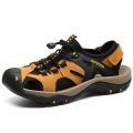 Brand New Men Summer Sandals High Quality Leather Casual Shoes Man Style Beach Sandals Fashion Velcro Men Sandals Big Size 38-48. 