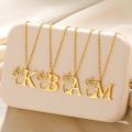 Fashion Beauty Face Flower Initial Stainless Steel Letter Pendant Necklace Fine Gold Plated 26 Alphabet Necklace for Women. 
