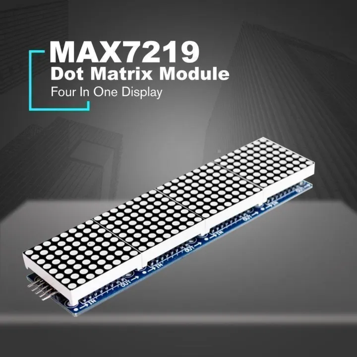 Max7219%20Max-7219%207219%20Red%20Dot%20Matrix%20Module%204%20In%201%208%C3%83%E2%80%948%20Dot%20Microcontroller%20Line%20Display%20With%205%20Pin%20Cables%20For%20Interfacing%20Arduino%20Electronics%20Circuitry%20&%20Parts%20-%20Multi%20Plug%20-%20Image%202