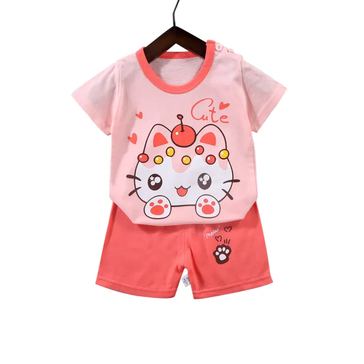 Elegantstunning%20Kids%20T-shirt%20Set%20Cartoon%20Printing%20Short%20Sleeve%20Cotton%20Tops%20Shorts%20Suit%20For%201-4%20Years%20Old%20Boys%20Girls%20-%20Image%204