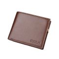 Men's PU Leather Wallet Business Multi-Card Wallet Zipper Coin Purse Credit Card Holder Two-fold Casual Pure Color Short Wallet.
