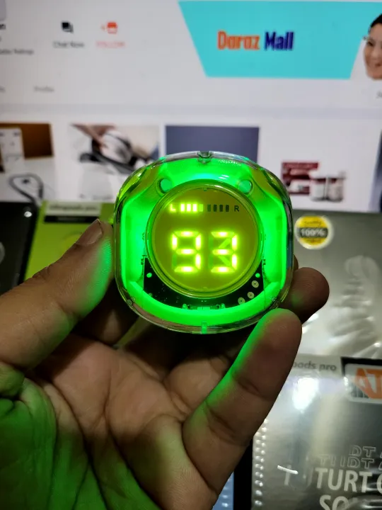 Ultrapods%20Pro%20True%20Wireless%20Earbuds%20with%20Display%20Transparent%20Design,%20Bluetooth%205.3%20Water%20Proof%20Green%20colour%20-%20Image%203