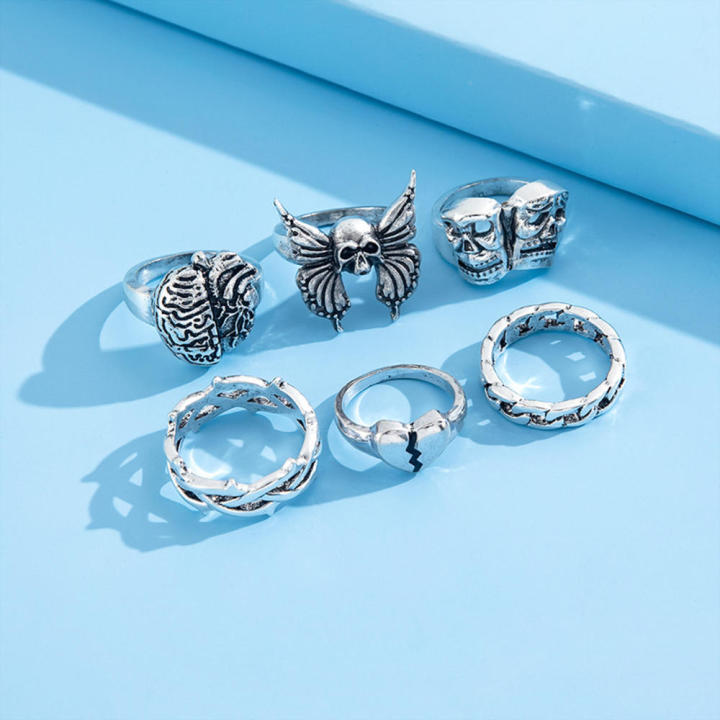 Crafted%20Goth%20Punk%20Rings%20Fashion%20Accessory%20Exaggerated%20Retro%20Rings%20Hollow%20Brain%20Motif%206-Piece%20Set%20for%20Men's%20Fashion%20Street%20-%20Image%206