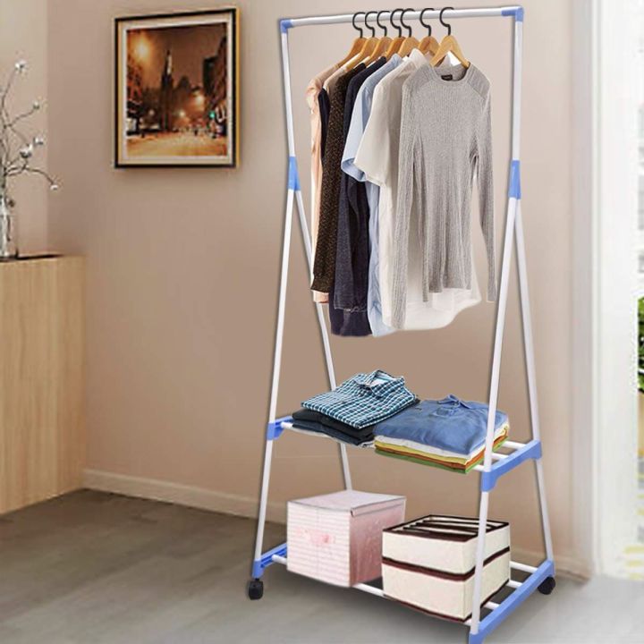 Fashion Laundry Movable Organizer Stand Clothes Display Rack with Storage Shelf Coat Racks Multi Function Hanger Creative Portable