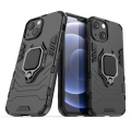 For Apple iPhone 13 Mini Case, Silicone TPU and Hard PC Luxury Armor Shockproof Metal Ring Holder Cover Phone Casing. 